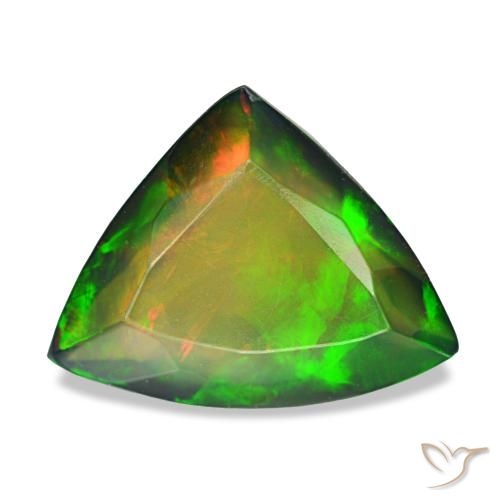 Opale noire multicolore naturelle trillion, 2,87 ct, translucide