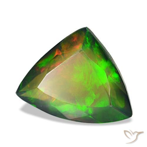 Opale noire multicolore naturelle trillion, 2,87 ct, translucide