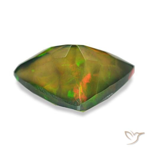 Opale noire multicolore naturelle trillion, 2,87 ct, translucide
