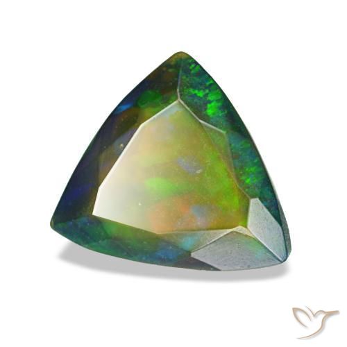 Opale noire multicolore naturelle trillion, 1,35 ct, translucide