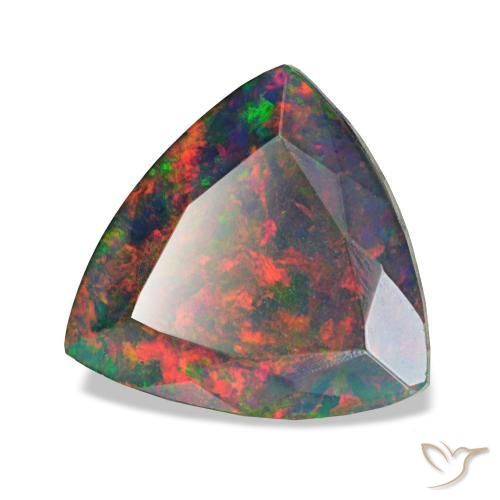 Opale noire multicolore naturelle trillion, 2,72 ct, opaque