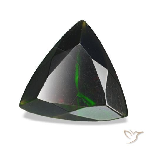 Opale noire multicolore naturelle trillion, 1,28 ct, opaque