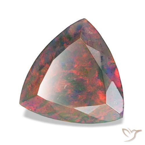 Opale noire multicolore naturelle trillion, 1,94 ct, opaque
