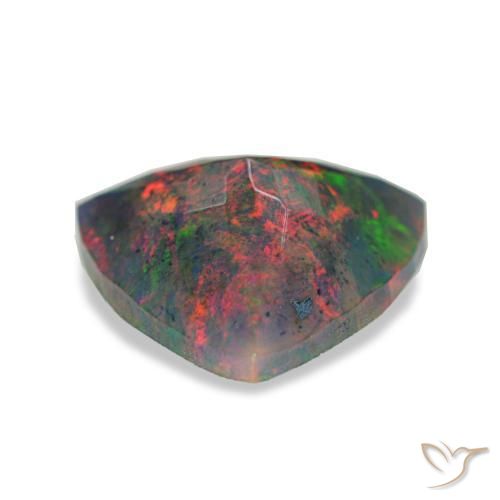 Opale noire multicolore naturelle trillion, 1,94 ct, opaque