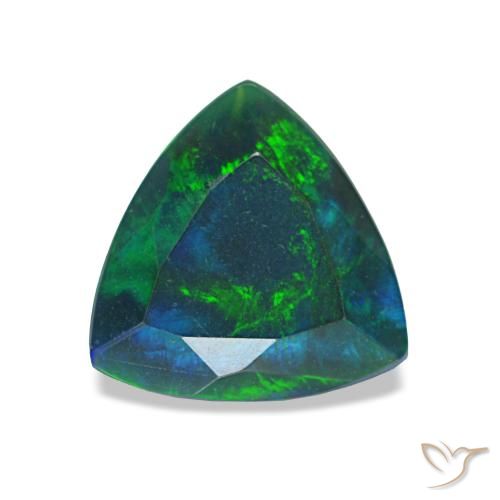 Opale noire multicolore naturelle trillion, 0,68 ct, opaque