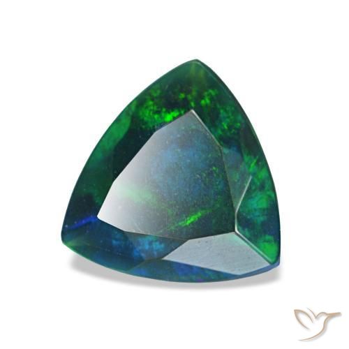 Opale noire multicolore naturelle trillion, 0,68 ct, opaque