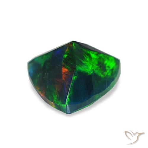 Opale noire multicolore naturelle trillion, 0,68 ct, opaque