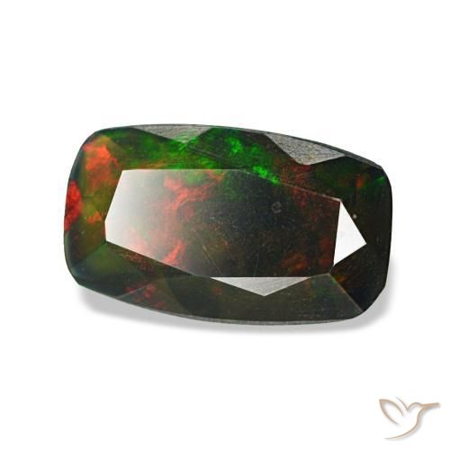 Opale noire multicolore naturelle coupe roude, 0,71 ct, opaque