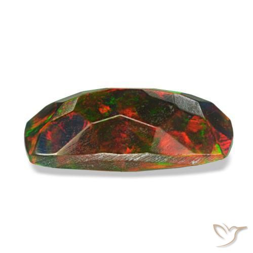 Opale noire multicolore naturelle coupe coussin, 1,28 ct, opaque