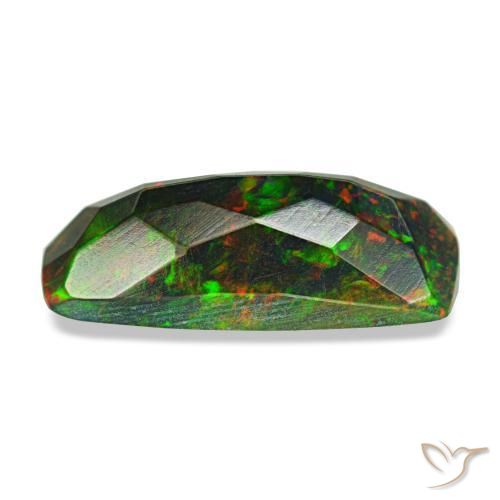 Opale noire multicolore naturelle coupe coussin, 1,31 ct, opaque