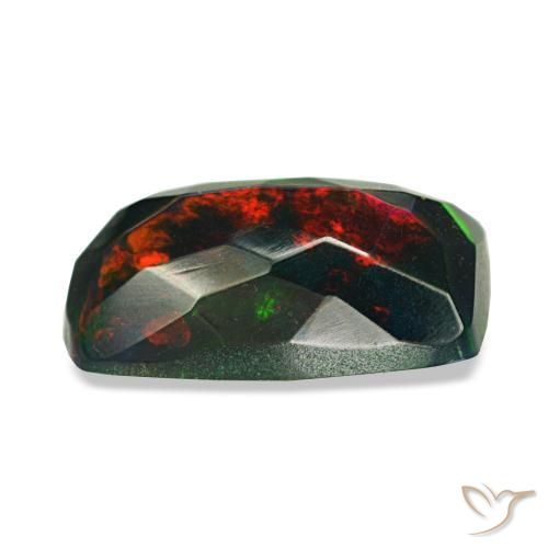 Opale noire multicolore naturelle coupe coussin, 1,06 ct, opaque