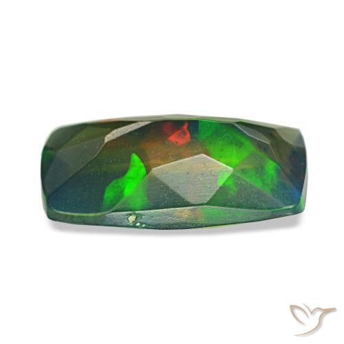Opale noire multicolore naturelle coupe coussin, 1,08 ct, translucide