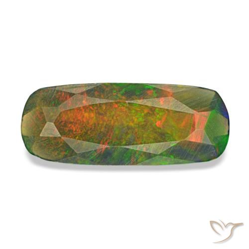 Opale noire multicolore naturelle coupe coussin, 1,12 ct, translucide