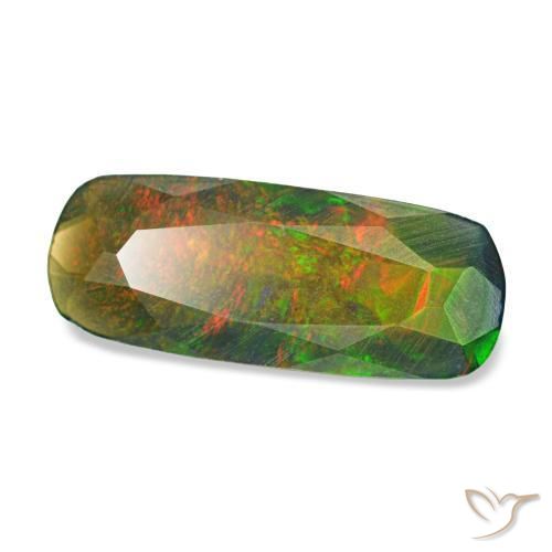 Opale noire multicolore naturelle coupe coussin, 1,12 ct, translucide