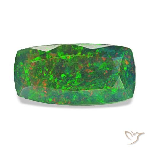 Opale noire multicolore naturelle coupe coussin, 1,26 ct, translucide