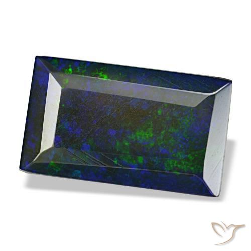Opale noire multicolore naturelle baguette, 4,75 ct, translucide
