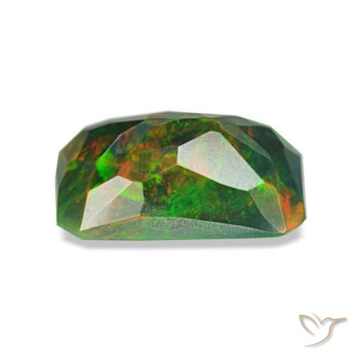 Opale noire multicolore naturelle taille émeraude, 0,89 ct, translucide