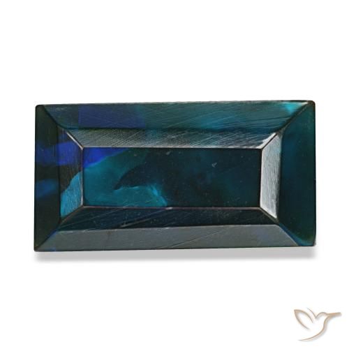 Opale noire multicolore de 2,54 ct, baguette, opaque