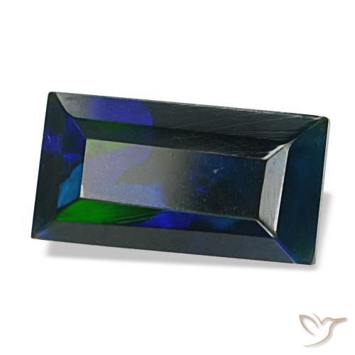 Opale noire multicolore naturelle baguette, 2,54 ct, opaque
