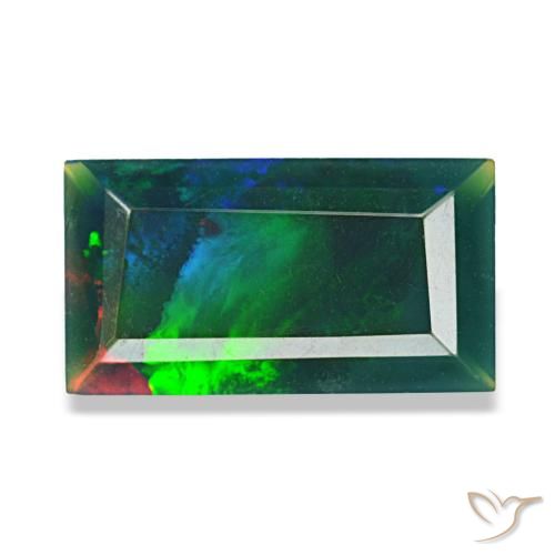 Opale noire multicolore naturelle baguette, 1,41 ct, opaque