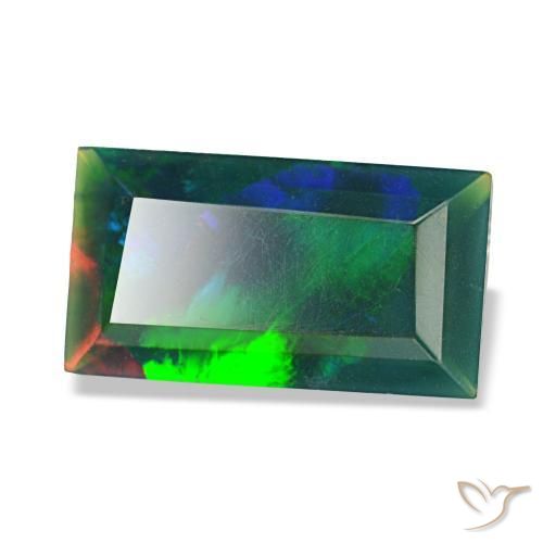 Opale noire multicolore naturelle baguette, 1,41 ct, opaque