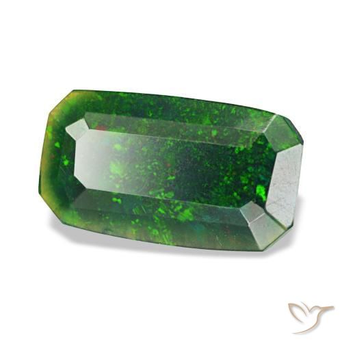 Opale noire multicolore naturelle taille émeraude, 0,77 ct, opaque