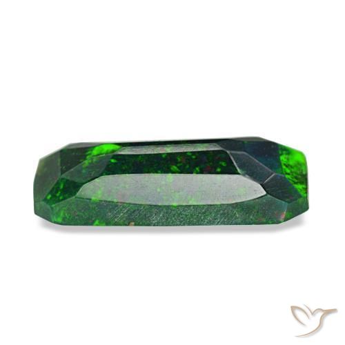 Opale noire multicolore naturelle taille émeraude, 0,77 ct, opaque