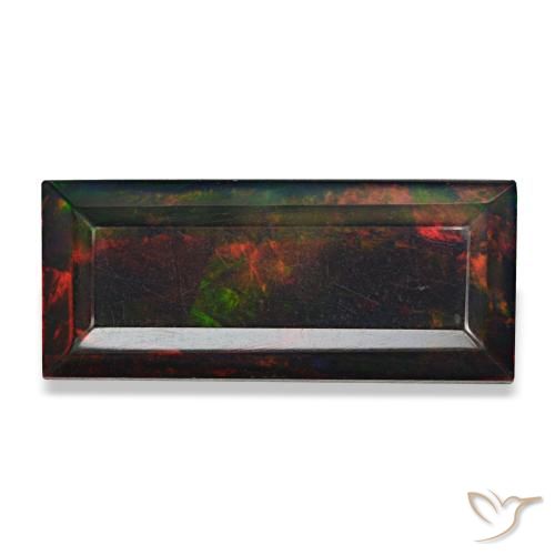 Opale noire multicolore naturelle baguette, 3,89 ct, opaque