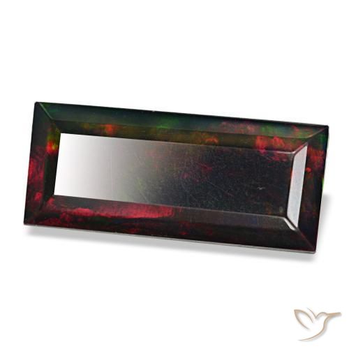Opale noire multicolore naturelle baguette, 3,89 ct, opaque