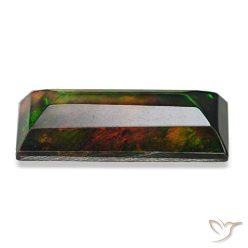 Opale noire multicolore naturelle baguette, 3,89 ct, opaque
