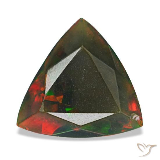 Opale noire multicolore naturelle trillion, 1,40 ct, opaque