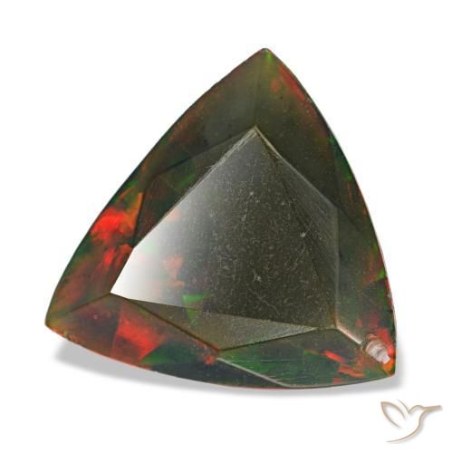 Opale noire multicolore naturelle trillion, 1,40 ct, opaque