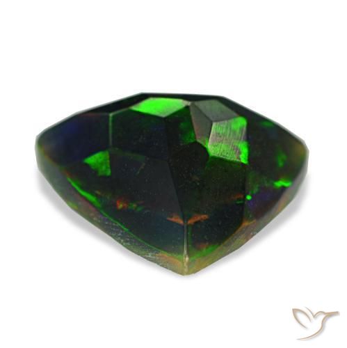 Opale noire multicolore naturelle trillion, 1,40 ct, opaque