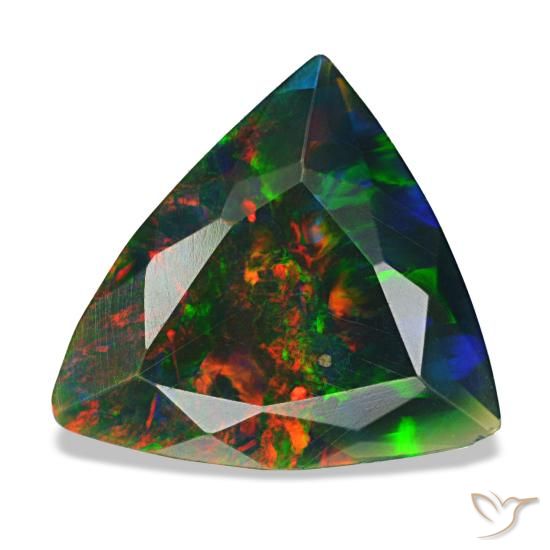Opale noire multicolore de 1,53 ct, trillion, opaque