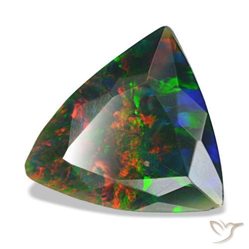 Opale noire multicolore naturelle trillion, 1,53 ct, opaque