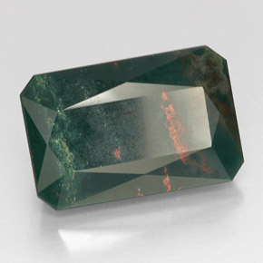 Héliotrope vert naturelle taille émeraude, 24,79 ct, opaque