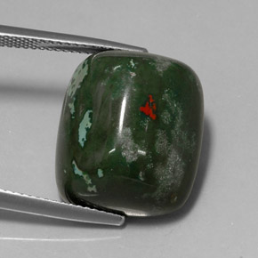 Héliotrope vert naturelle coupe coussin, 18,96 ct, opaque