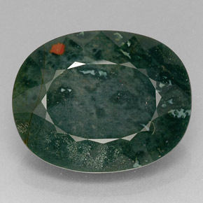 Héliotrope vert naturelle coupe ovale, 16,97 ct, opaque