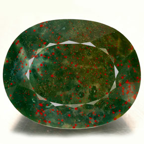 Pierre de sang Vert Tacheté naturelle Coupe ovale, 31.65 ct, Opaque