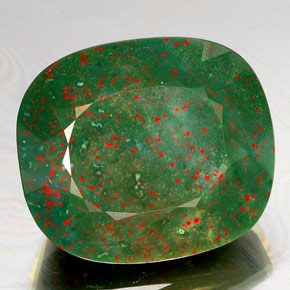 Pierre de sang Vert Tacheté naturelle Coupe coussin, 46.82 ct, Opaque