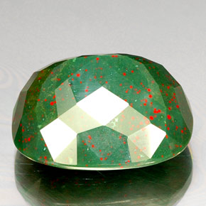 Pierre de sang Vert Tacheté naturelle Coupe coussin, 46.82 ct, Opaque