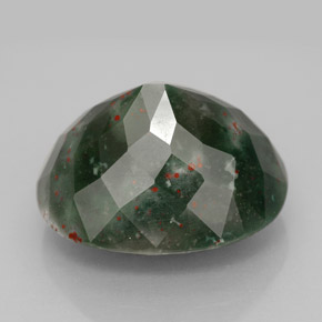 Pierre de sang Vert Tacheté naturelle Coupe ovale, 12.17 ct, Opaque