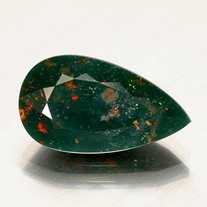 Pierre de sang Vert Tacheté naturelle En forme de poire, 9.31 ct, Opaque