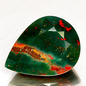 Héliotrope vert naturelle en forme de poire, 16,93 ct, opaque