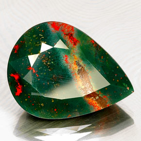 Héliotrope vert naturelle en forme de poire, 16,93 ct, opaque