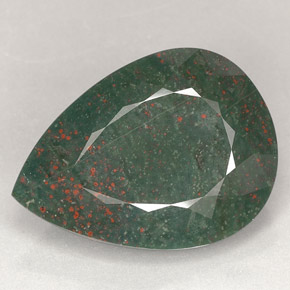 Pierre de sang Vert Tacheté naturelle En forme de poire, 26.99 ct, Opaque