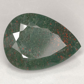 Pierre de sang Vert Tacheté naturelle En forme de poire, 26.99 ct, Opaque