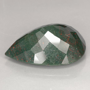 Pierre de sang Vert Tacheté naturelle En forme de poire, 26.99 ct, Opaque