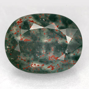 Pierre de sang Vert Tacheté naturelle Coupe ovale, 14.47 ct, Opaque
