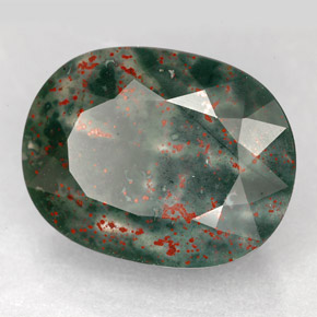 Pierre de sang Vert Tacheté naturelle Coupe ovale, 14.47 ct, Opaque